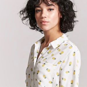 Forever 21 Pineapple Button-Down Shirt